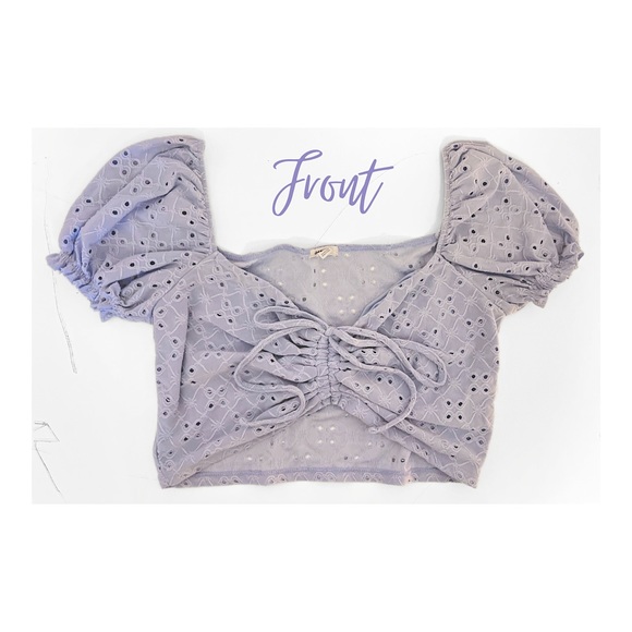 GARAGE Eyelet Crop Top in baby blue - Picture 1 of 2